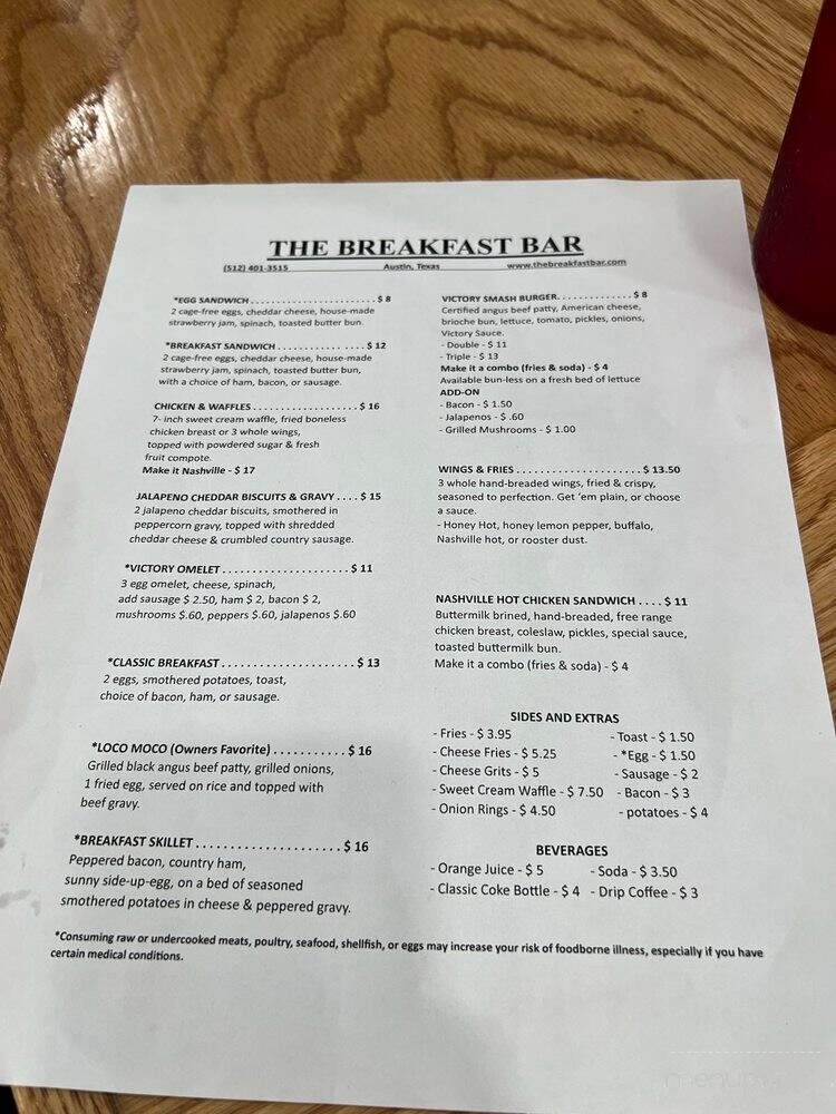 The Breakfast Bar - Austin, TX menu_pic