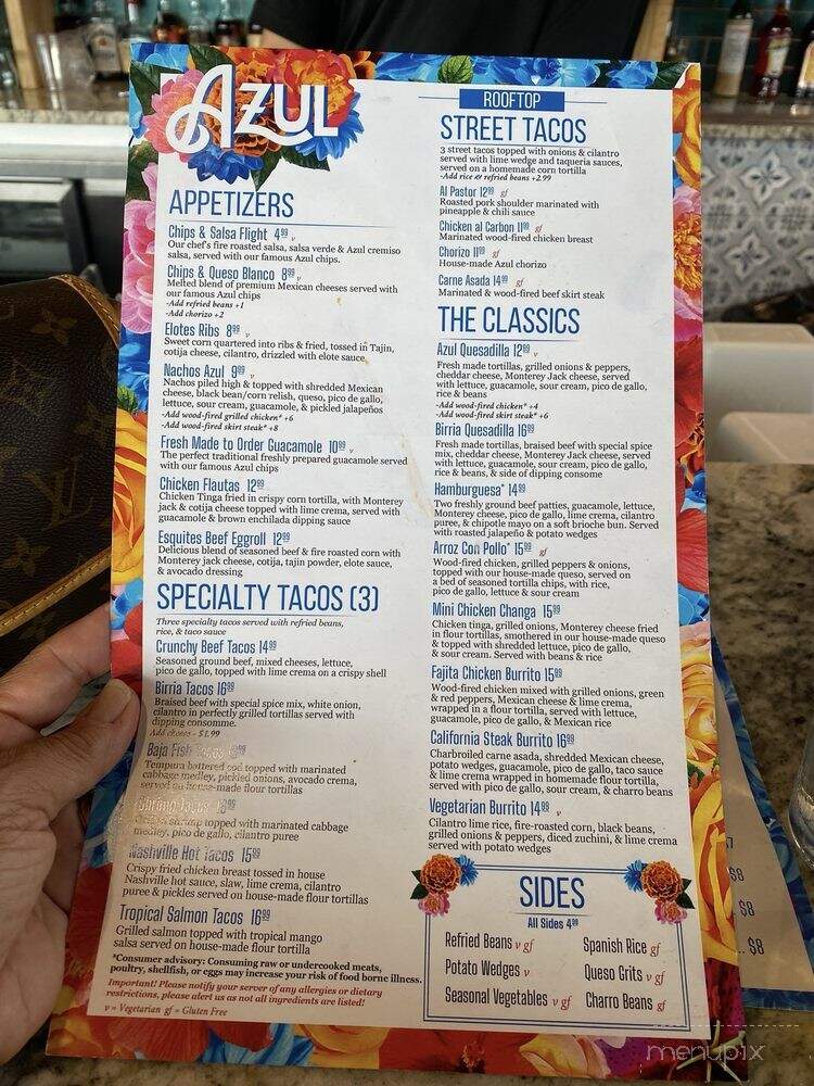 Azul Cantina - Pigeon Forge, TN menu_pic