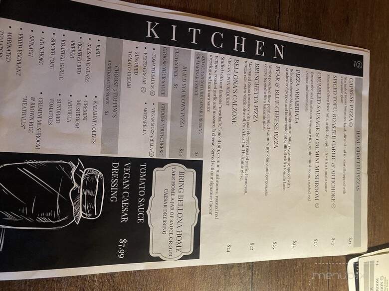 Bellona Kitchen - Toronto, ON menu_pic