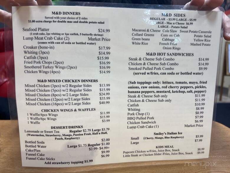 M & D Chicken & Fish - Bryans Road, MD menu_pic
