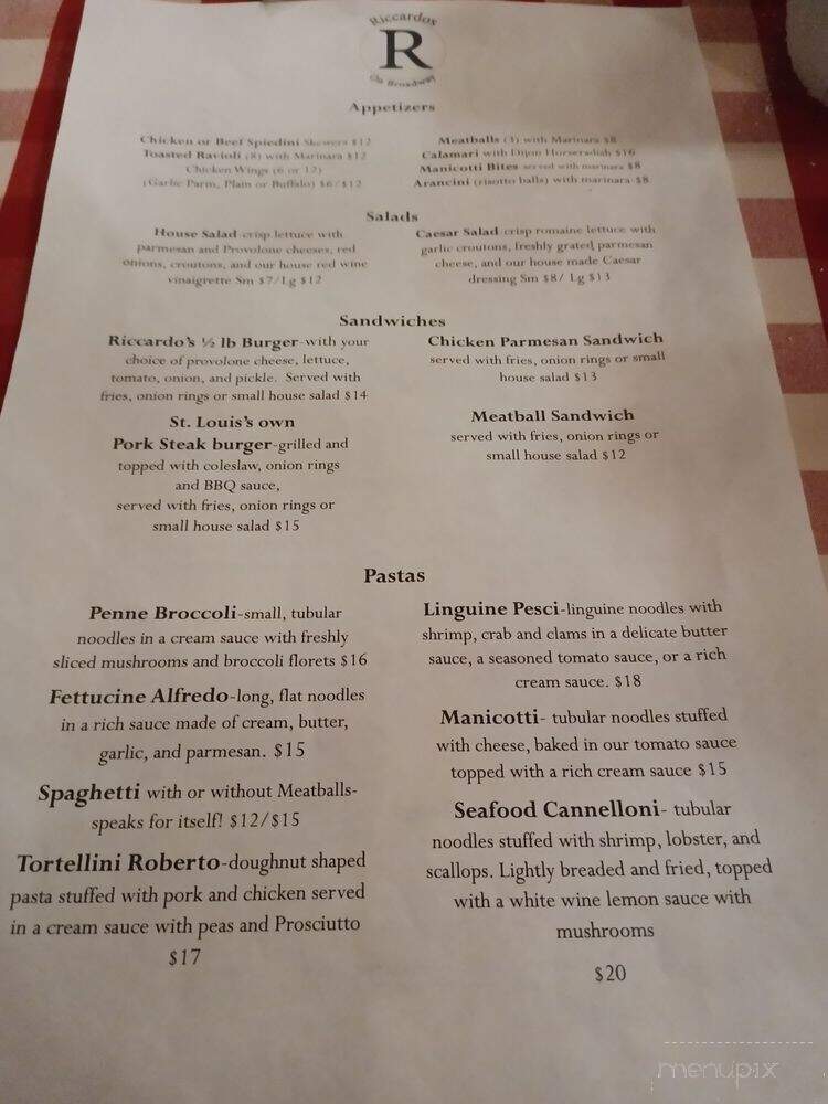 Riccardo's on Broadway - St. Louis, MO menu_pic