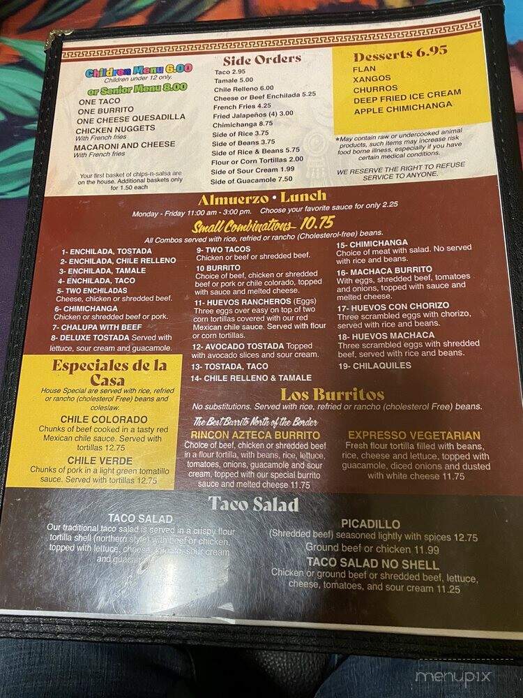 Rincon Azteca - Redmond, OR menu_pic