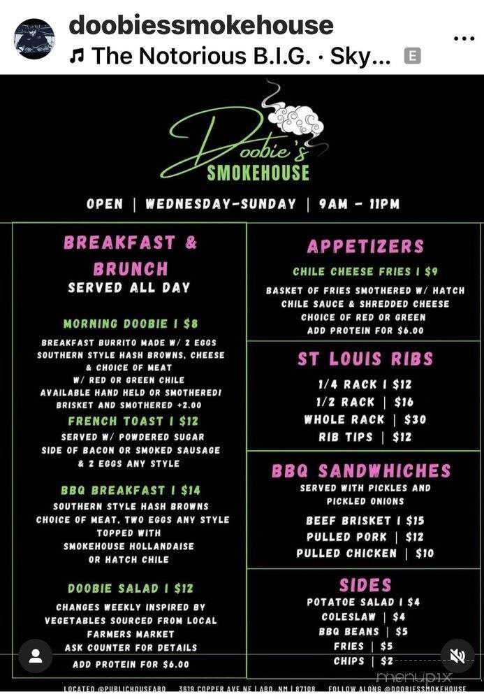 Doobies Smokehouse - Albuquerque, NM menu_pic