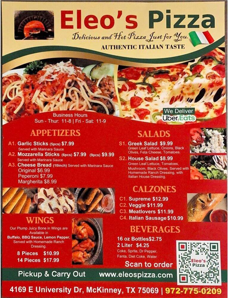 Eleo's Pizza - McKinney, TX menu_pic