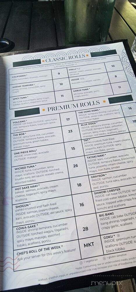 Cowa Sake - Hickory, NC menu_pic