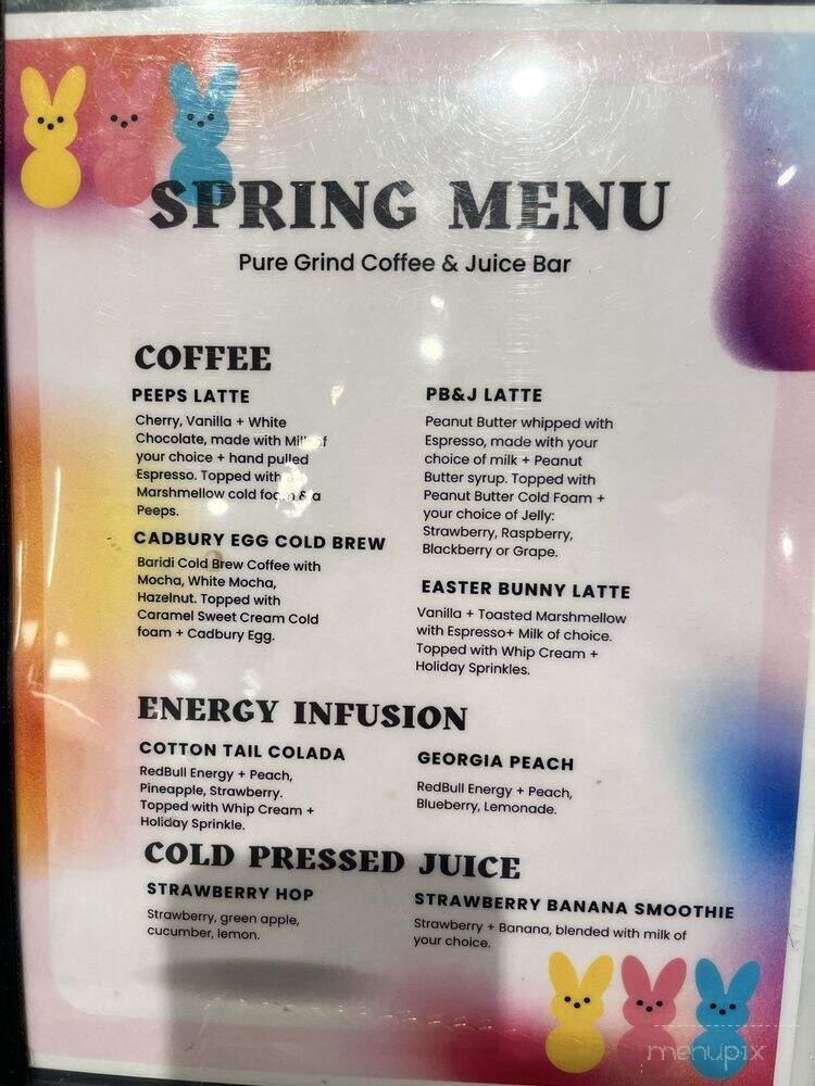 Pure Grind Coffee & Juice Bar - Modesto, CA menu_pic