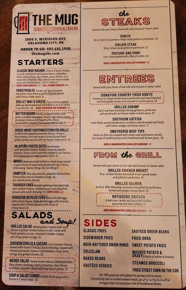 The Mug Scratch Kitchen & Tavern - Oklahoma City, OK menu_pic