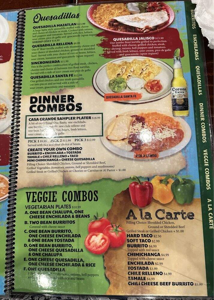 La Casa Grande Mexican Grill & Bar - Indianapolis, IN menu_pic