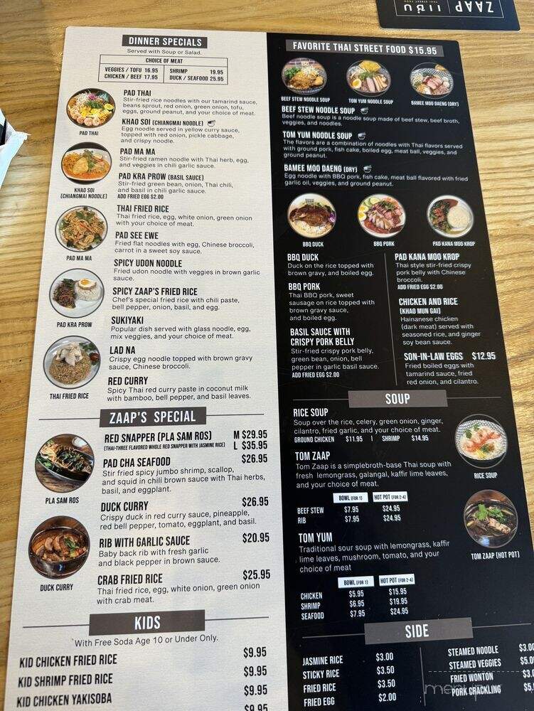 ZAAP Thai Street Food - Kathleen, GA menu_pic
