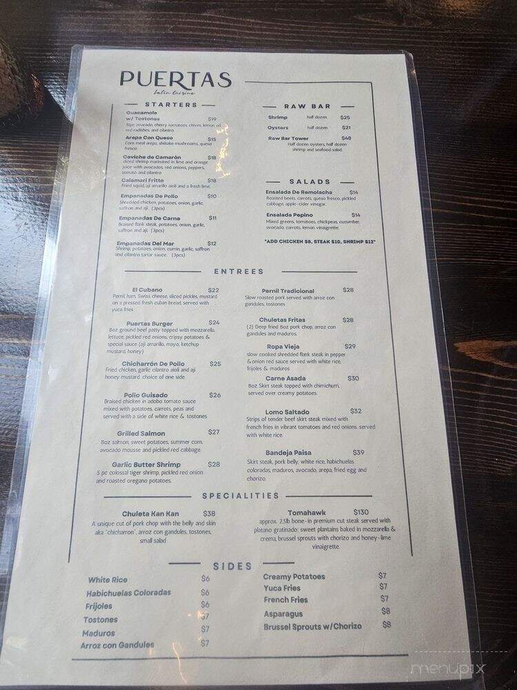 Puertas - Brooklyn, NY menu_pic