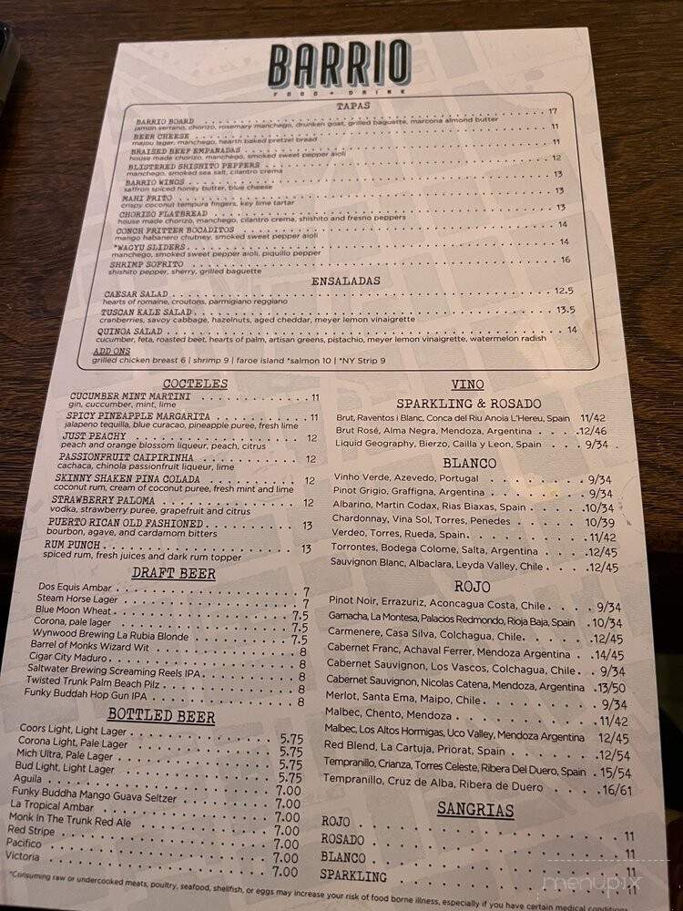 Barrio - West Palm Beach, FL menu_pic