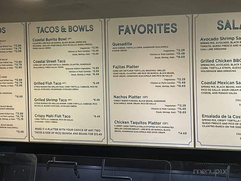 Coastal Mexican Kitchen - Anaheim, CA menu_pic