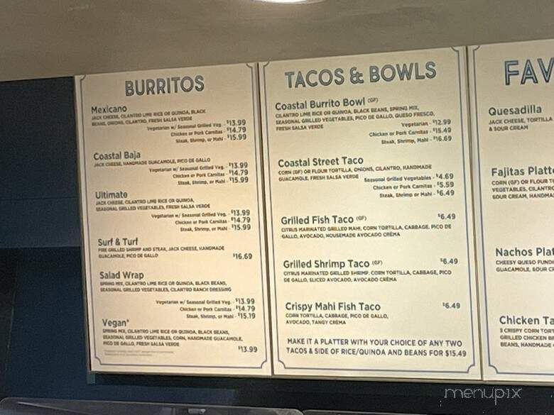 Coastal Mexican Kitchen - Anaheim, CA menu_pic