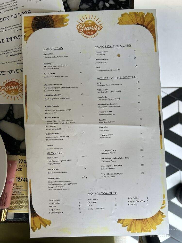 The Sunrise House - Houston, TX menu_pic
