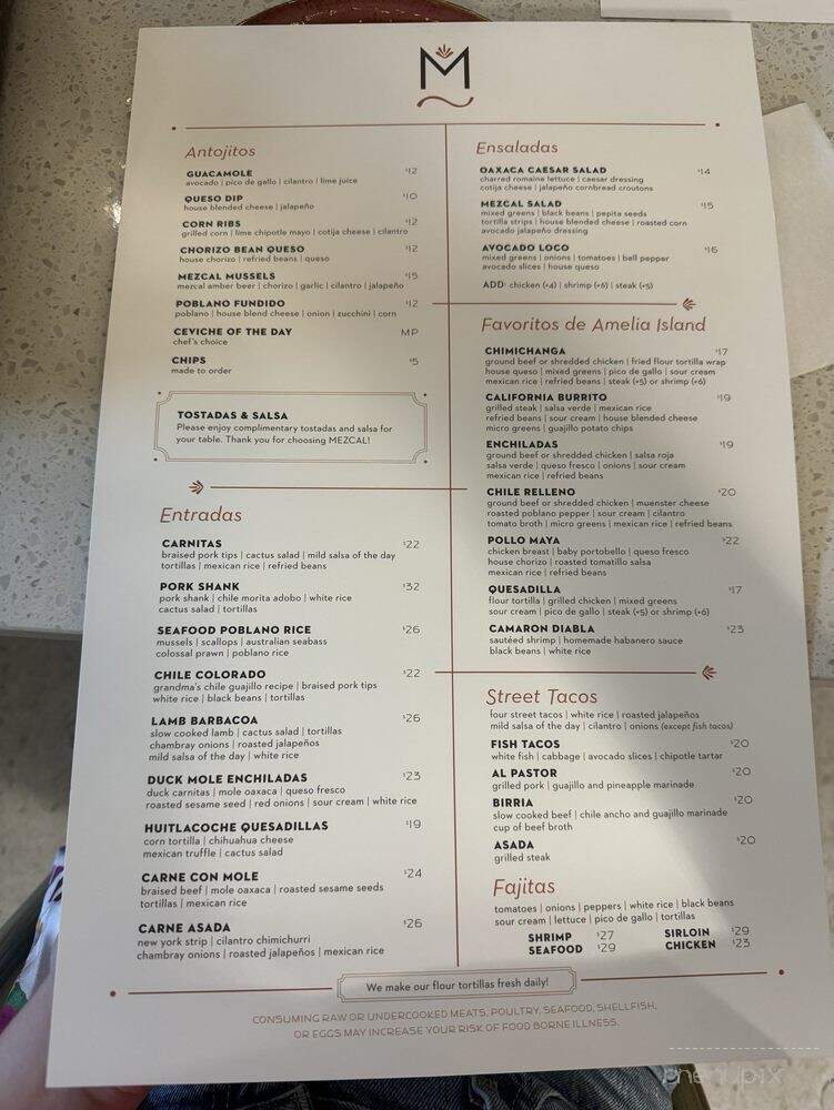 Mezcal Spirit of Oaxaca - Fernandina Beach, FL menu_pic