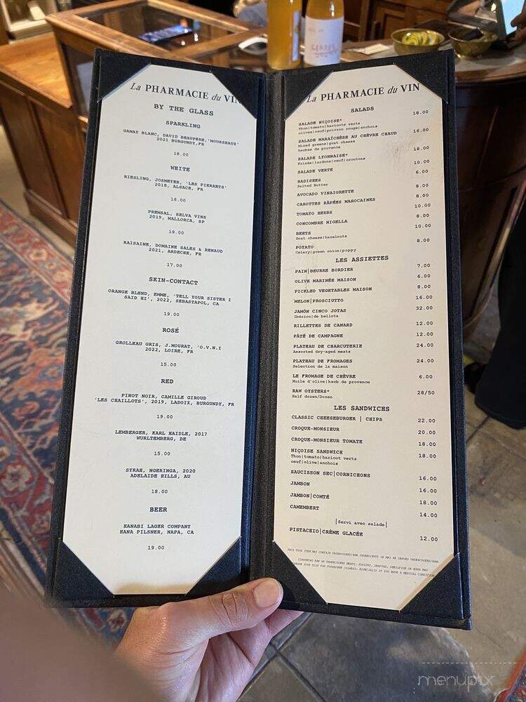 La Pharmacie du Vin - Los Angeles, CA menu_pic