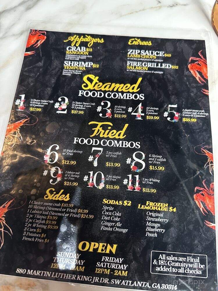 The Seafood Menu - Atlanta, GA menu_pic