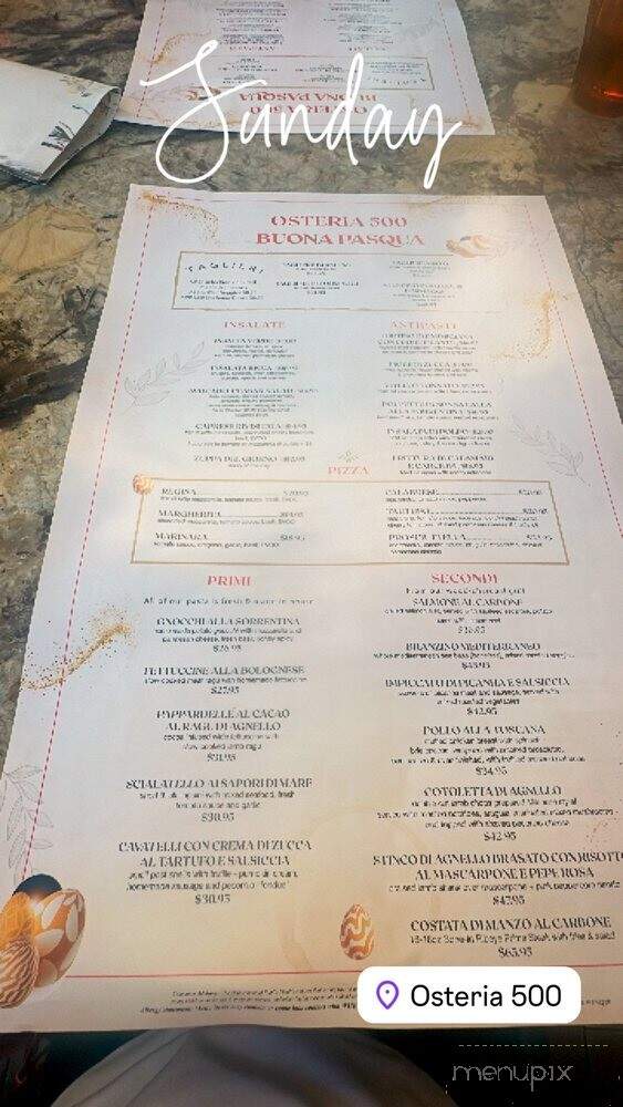 Osteria 500 - Sarasota, FL menu_pic