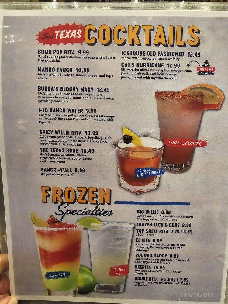 Willie's Grill & Icehouse - Kyle, TX menu_pic
