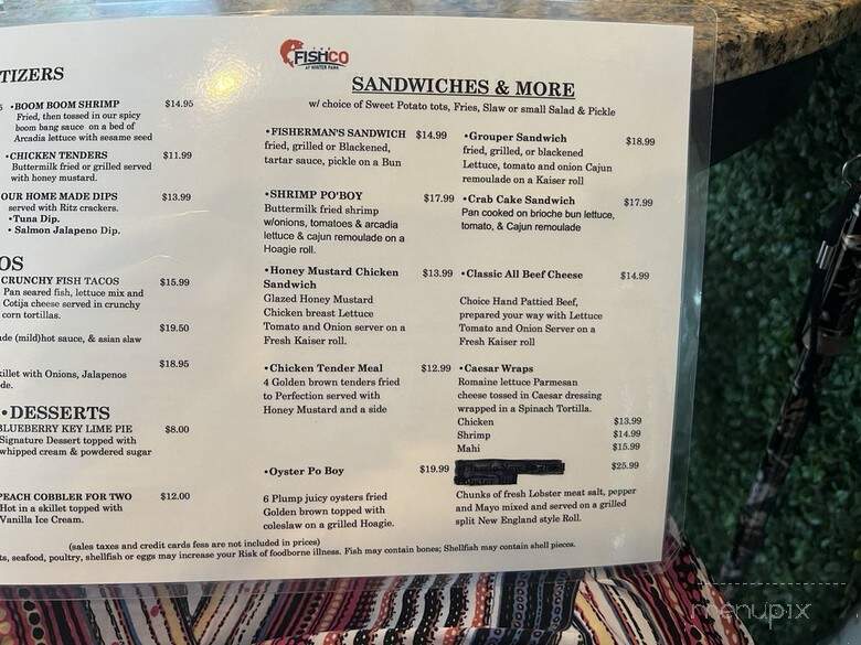 Winter Park Fish Company - Winter Park, FL menu_pic