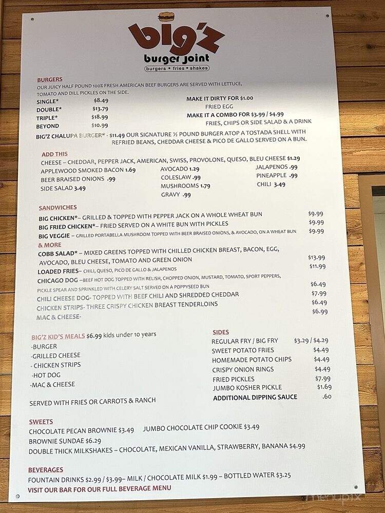 Big'z Burger Joint - San Antonio, TX menu_pic