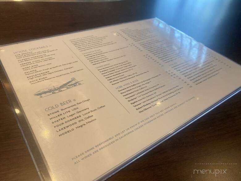 Bobbies Airway Grill - Dallas, TX menu_pic