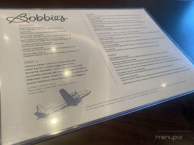 Bobbies Airway Grill - Dallas, TX menu_pic