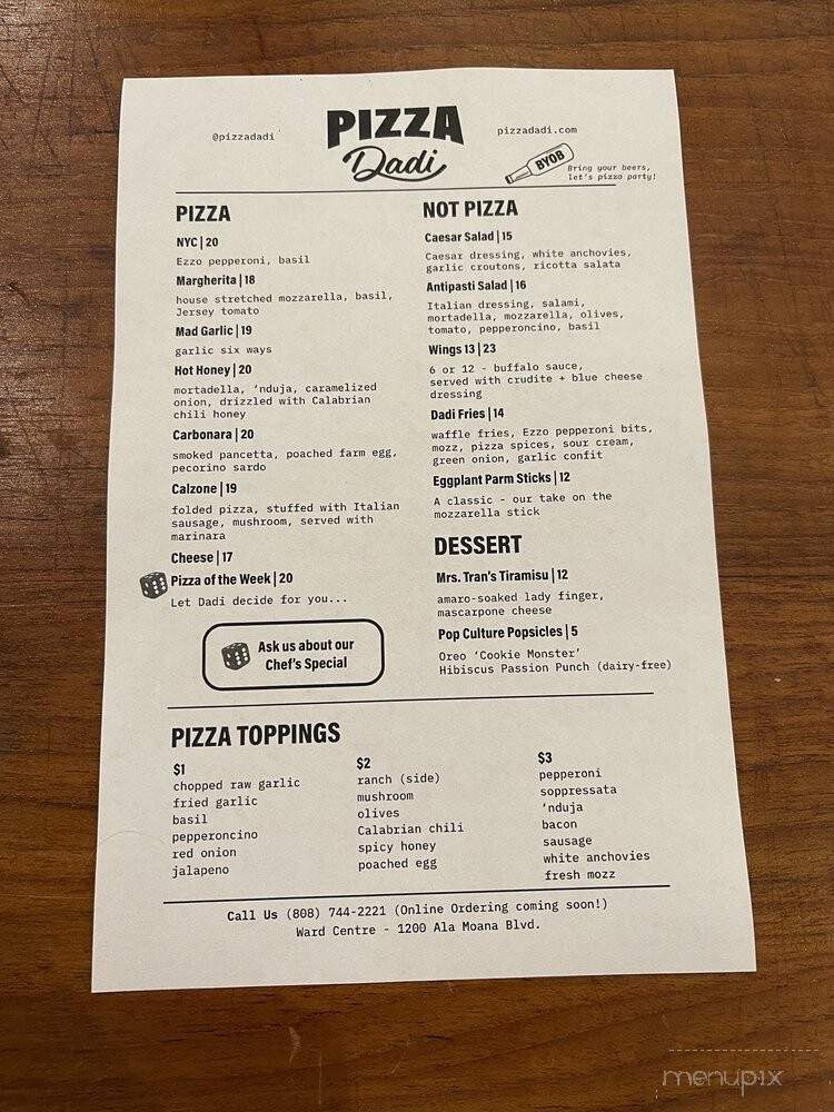 Pizza Dadi - Honolulu, HI menu_pic