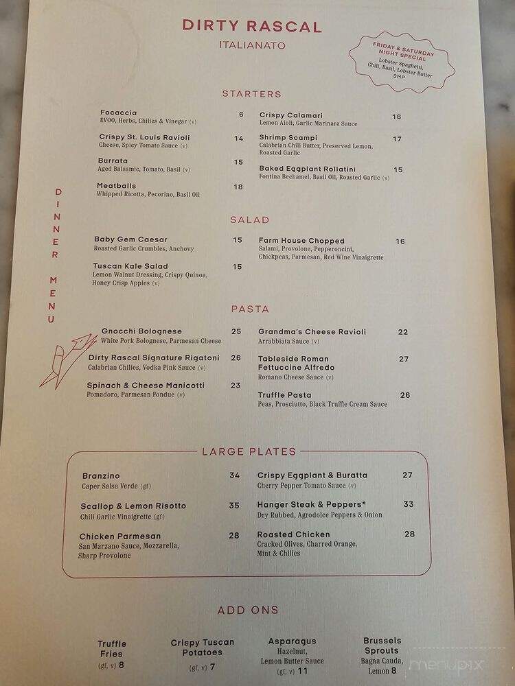 Dirty Rascal - Atlanta, GA menu_pic