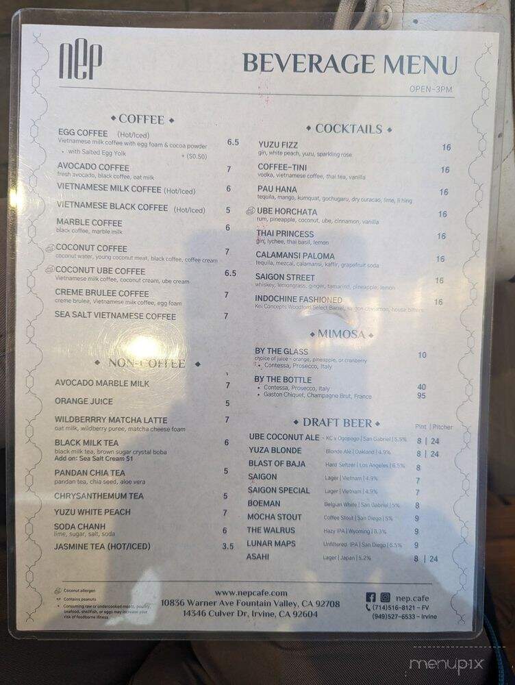 Nep Cafe by Kei Concepts - Irvine, CA menu_pic