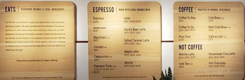 Wonderstate Coffee - Madison, WI menu_pic
