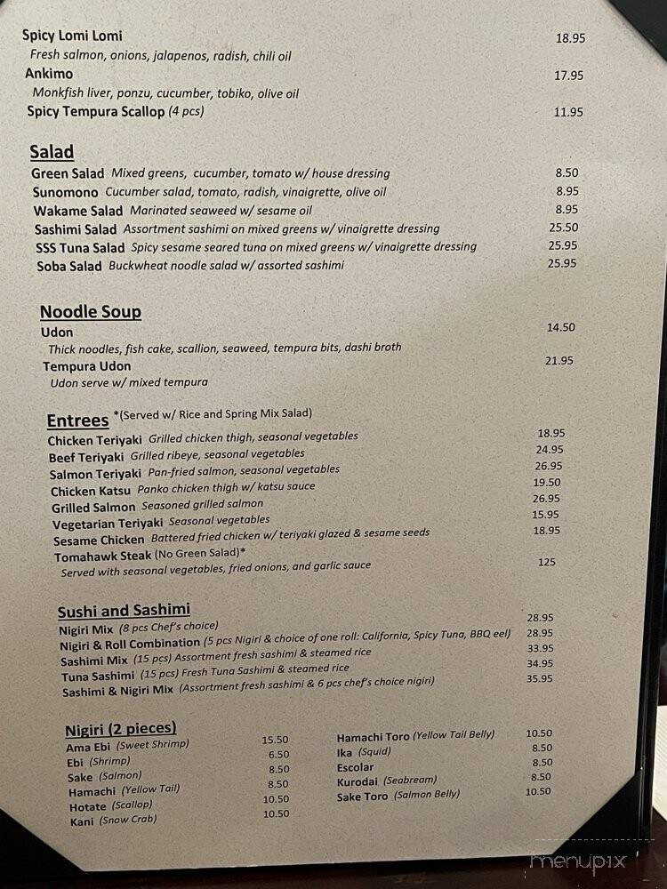Raw Sushi Bar Lounge - Elk Grove, CA menu_pic