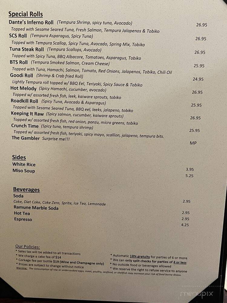 Raw Sushi Bar Lounge - Elk Grove, CA menu_pic