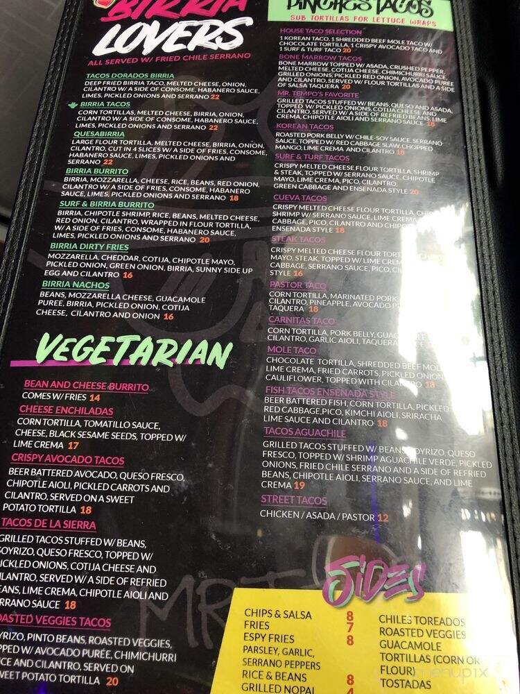 Mr Tempo - Whittier, CA menu_pic