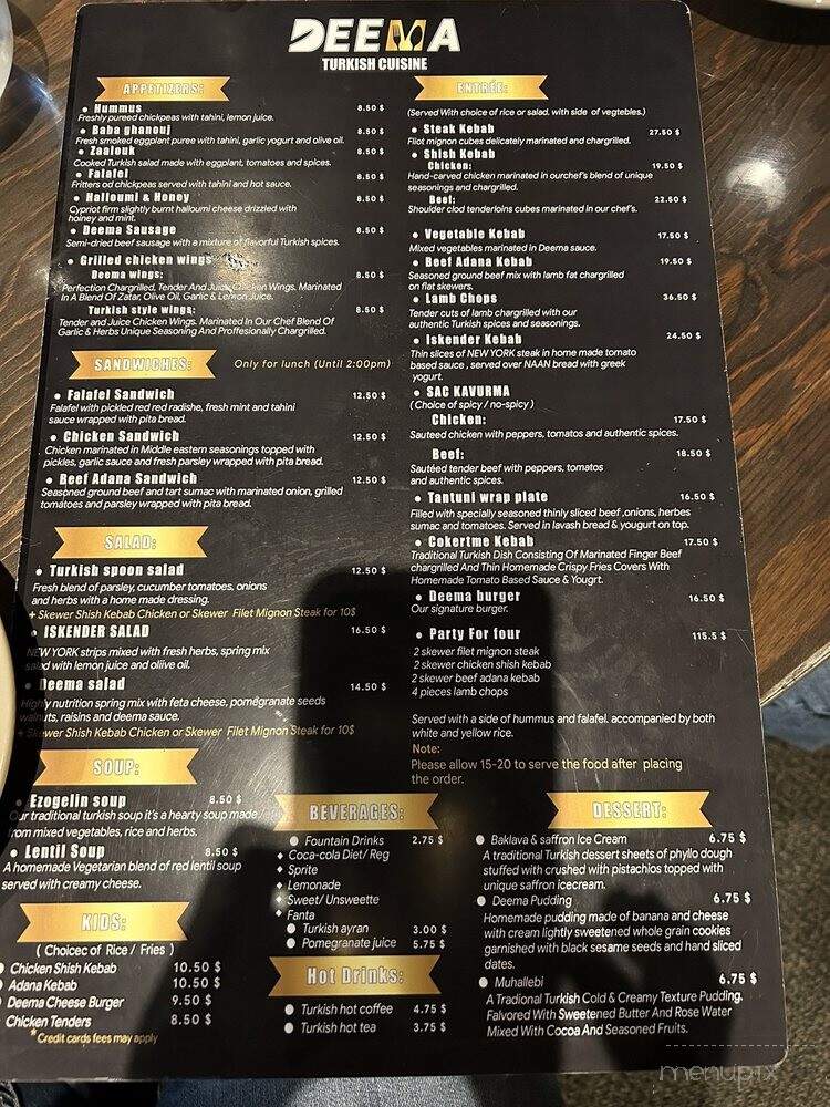 Deema Turkish Cuisine - Fort Wayne, IN menu_pic