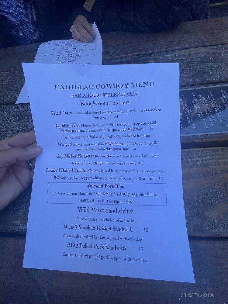 The Cadillac Cowboy - Lake Arrowhead, CA menu_pic