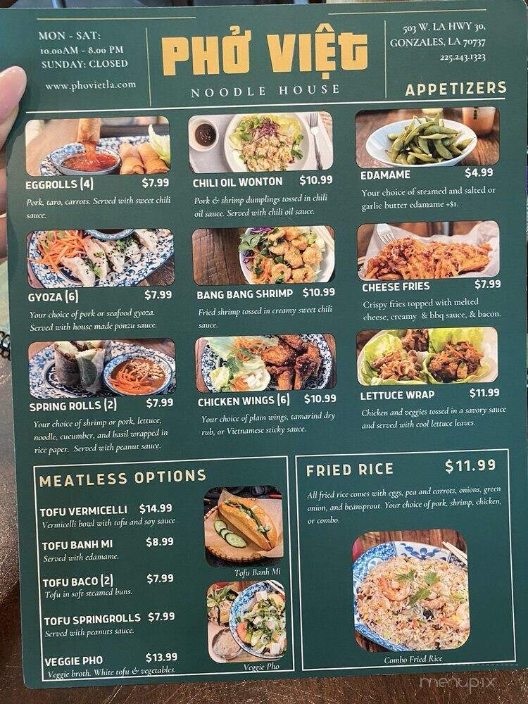 Pho Viet Noodle House - Gonzales, LA menu_pic