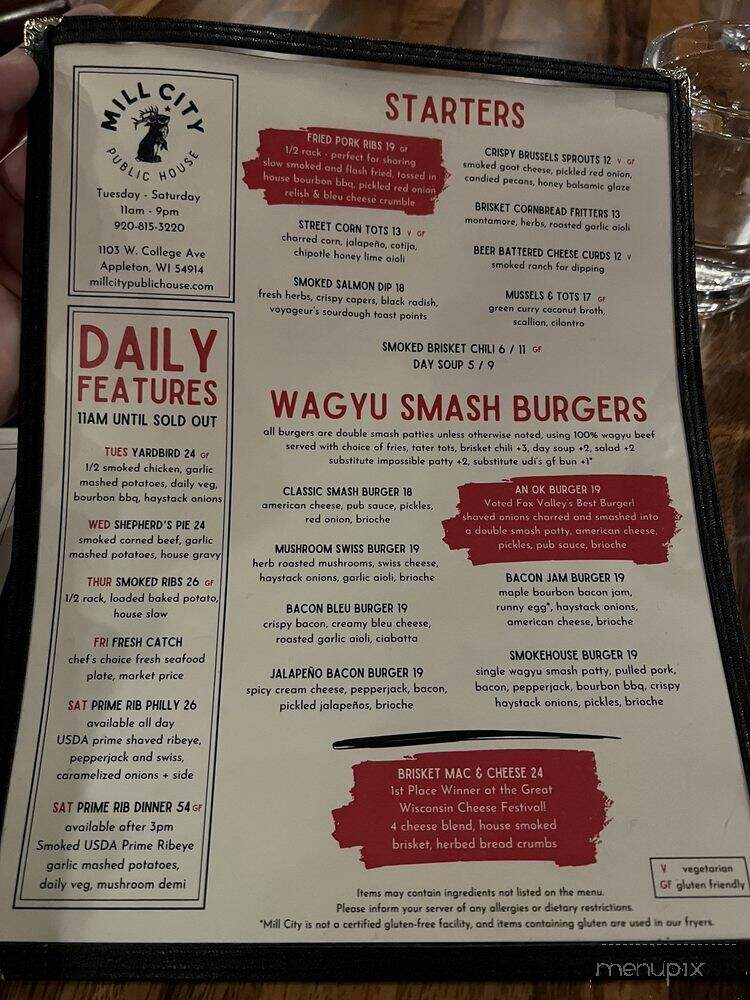 Mill City Public House - Appleton, WI menu_pic