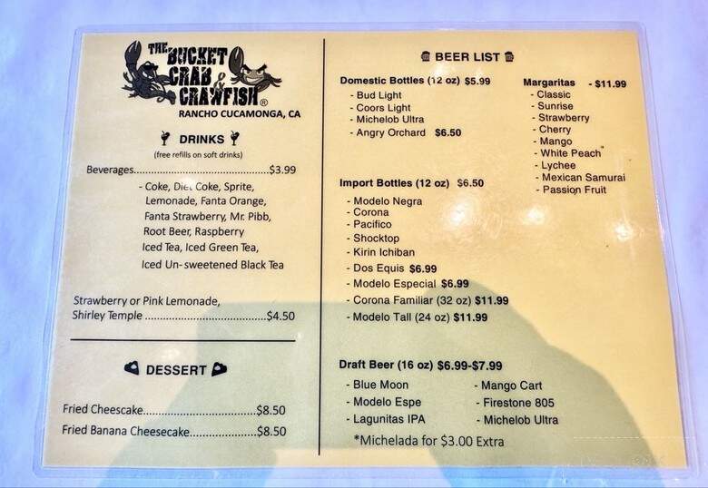 The Bucket Crab & Crawfish - Rancho Cucamonga, CA menu_pic