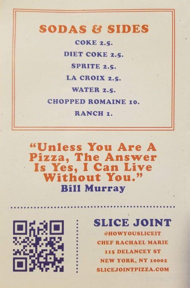 Slice Joint - New York, NY menu_pic