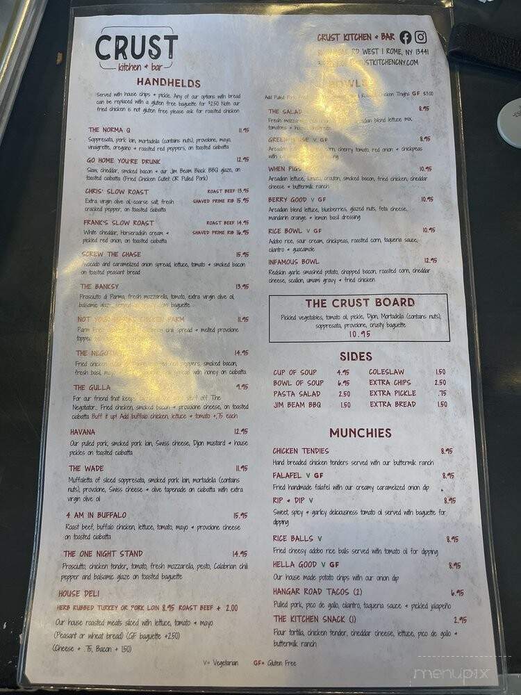 Crust Kitchen & Bar - Rome, NY menu_pic