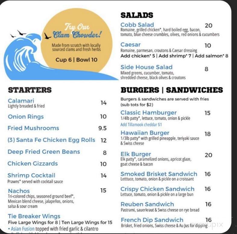 Tie Breaker - Rockaway Beach, OR menu_pic