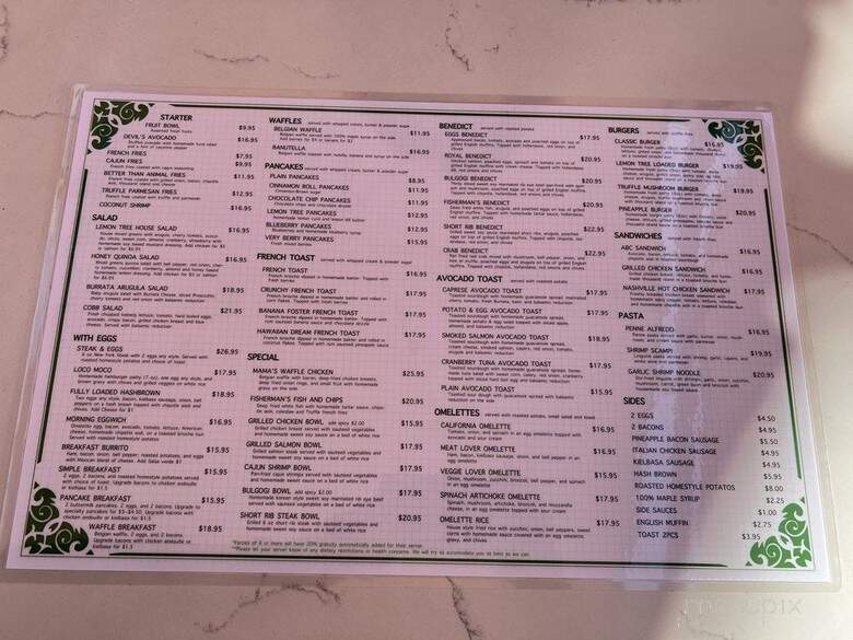 Lemon Tree Cafe - Rancho Cucamonga, CA menu_pic