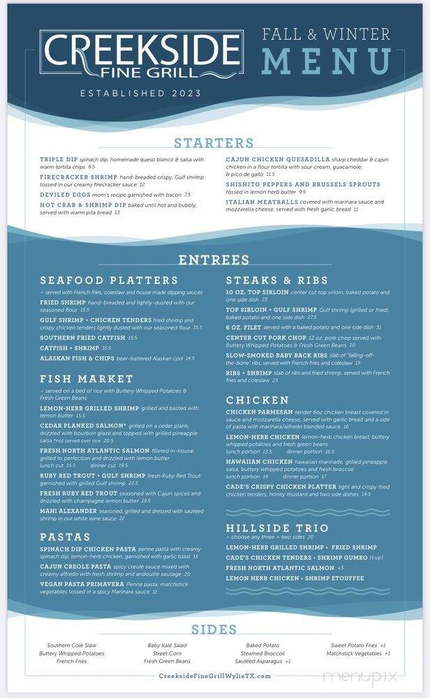 Creekside Fine Grill - Wylie, TX menu_pic