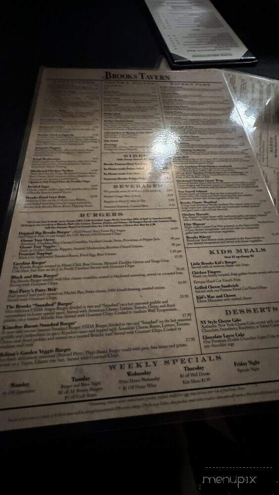 Brooks Tavern - Tryon, NC menu_pic