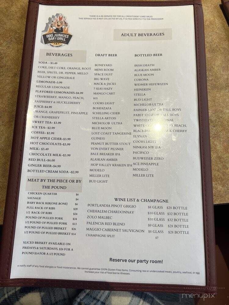 BBQ Junkies Bar & Grill - Lacey, WA menu_pic