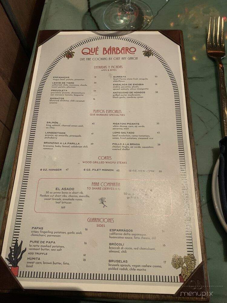 Que Barbaro - Los Angeles, CA menu_pic