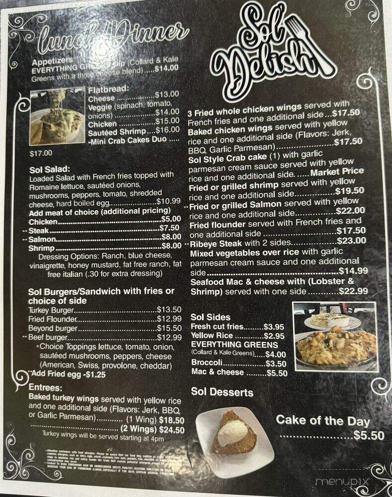 Sol'Delish - Charlotte, NC menu_pic