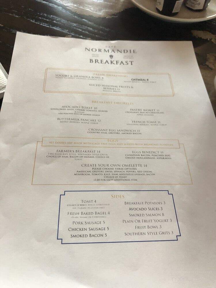 Cafe Normandie - New Orleans, LA menu_pic