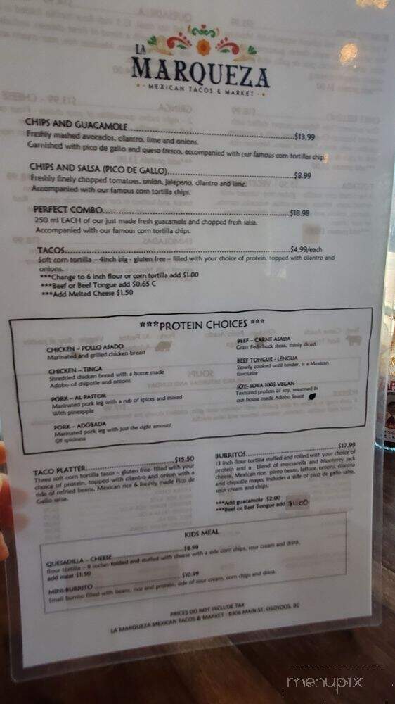 La Marqueza - Osoyoos, BC menu_pic